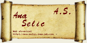 Ana Selić vizit kartica